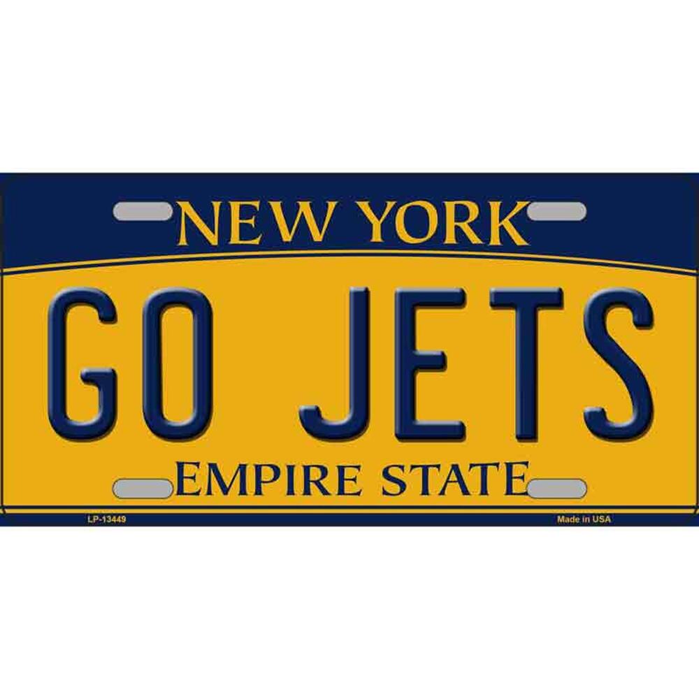 NFL GO Jets License Plate Super Bowl Metal New York Retro Auto Sign NY New